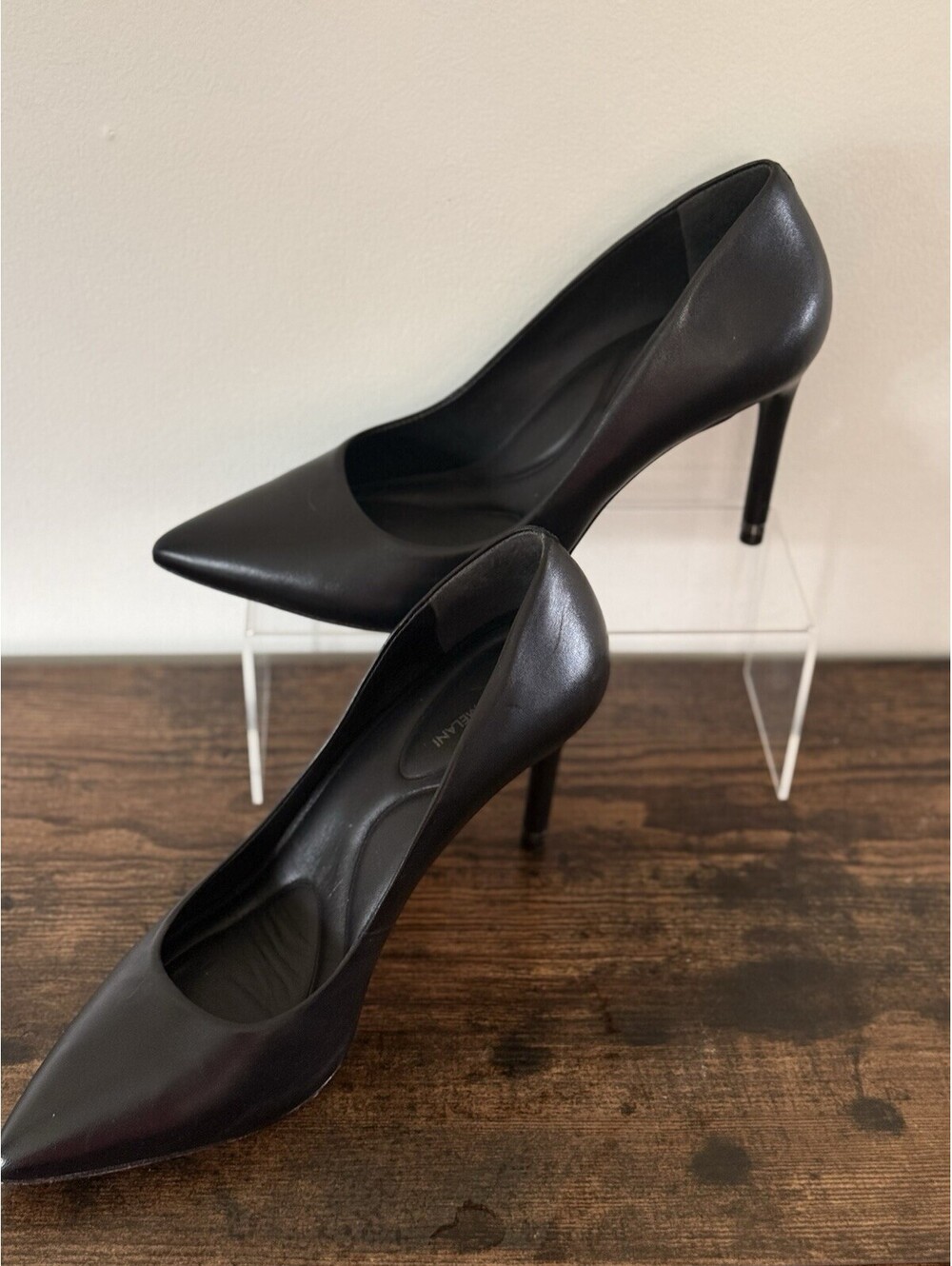 Antonio Melani Black Leather Stiletto Pumps Pointed Toe Women US 9 M Dressy